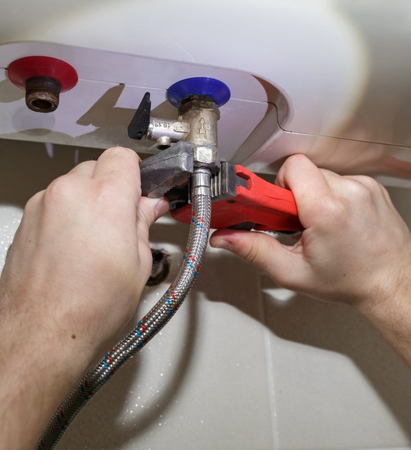 Rv Hot water heater being fixed
